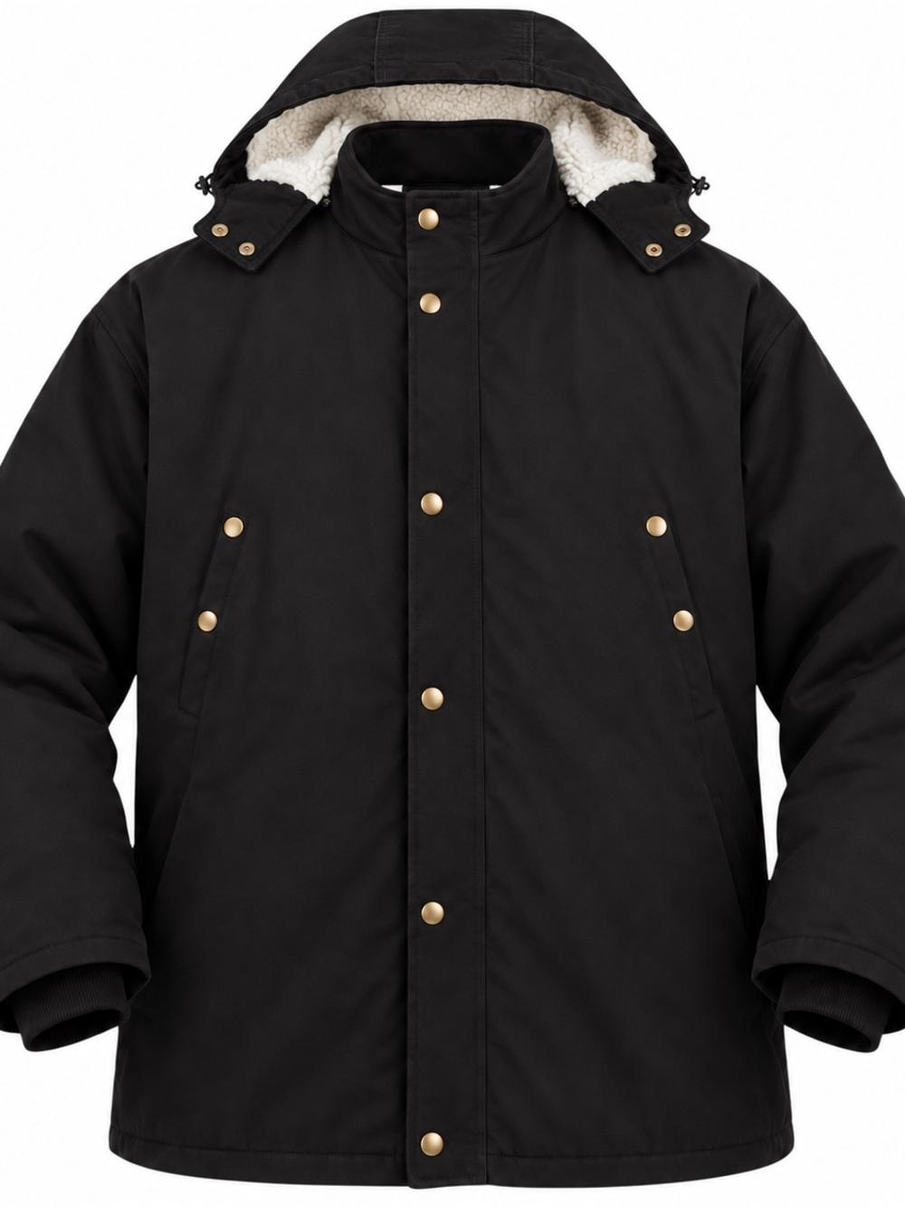 Soularge Men’s 4X Black Sherpa-Lined Heavy Winter Parka Jacket/Coat and Hood
